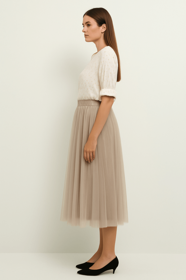 Grace Tulle Beige Skirt - Image 3