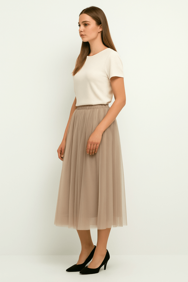 Grace Tulle Beige Skirt - Image 2