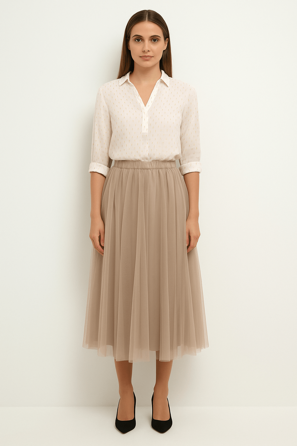 Grace Tulle Beige Skirt