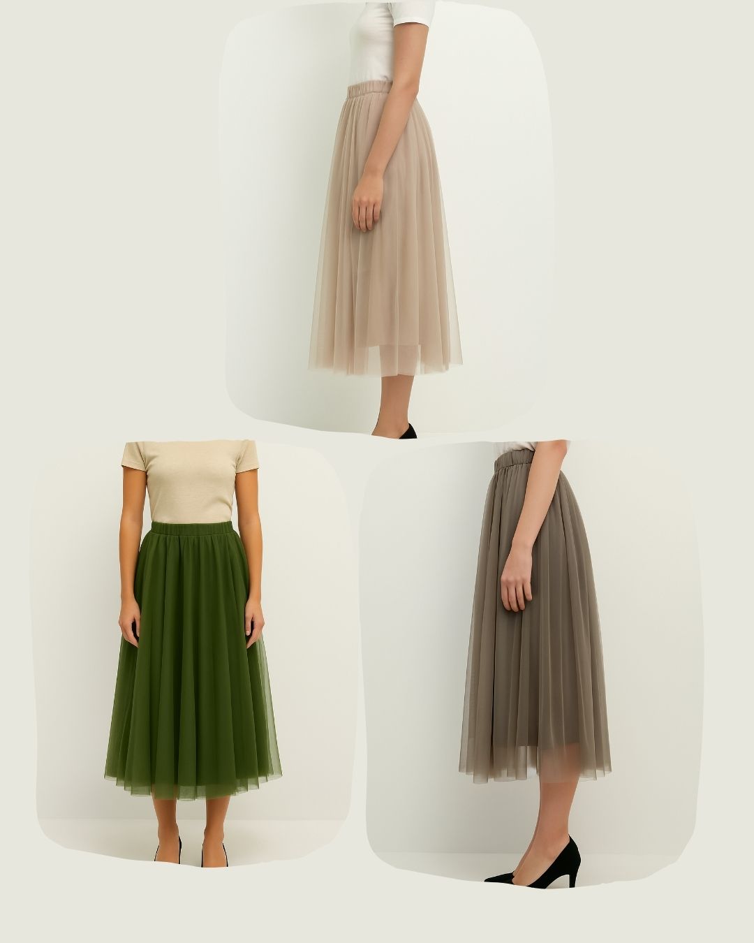 Set of Skirt (Beige, Black, Green)